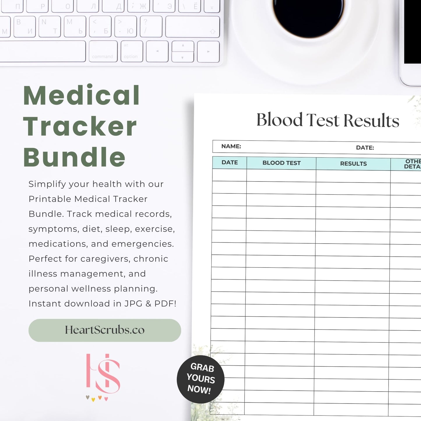 Simplify your health with our Printable Medical Tracker 80+ Pages Bundle. Track medical records, symptoms, diet, sleep, exercise, medications, and emergencies. Perfect for caregivers, chronic illness management, and personal wellness planning. Instant download in JPG & PDF!