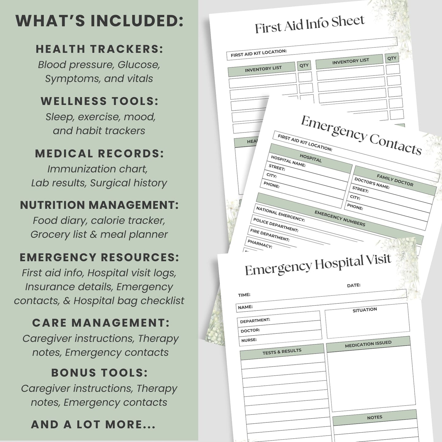 Manage your health with our 80+ page Printable Medical Tracker Bundle. Track symptoms, medications, appointments, blood pressure, goals, and more. Includes tools for emergencies, wellness, and family health management. Download in JPG & PDF!
