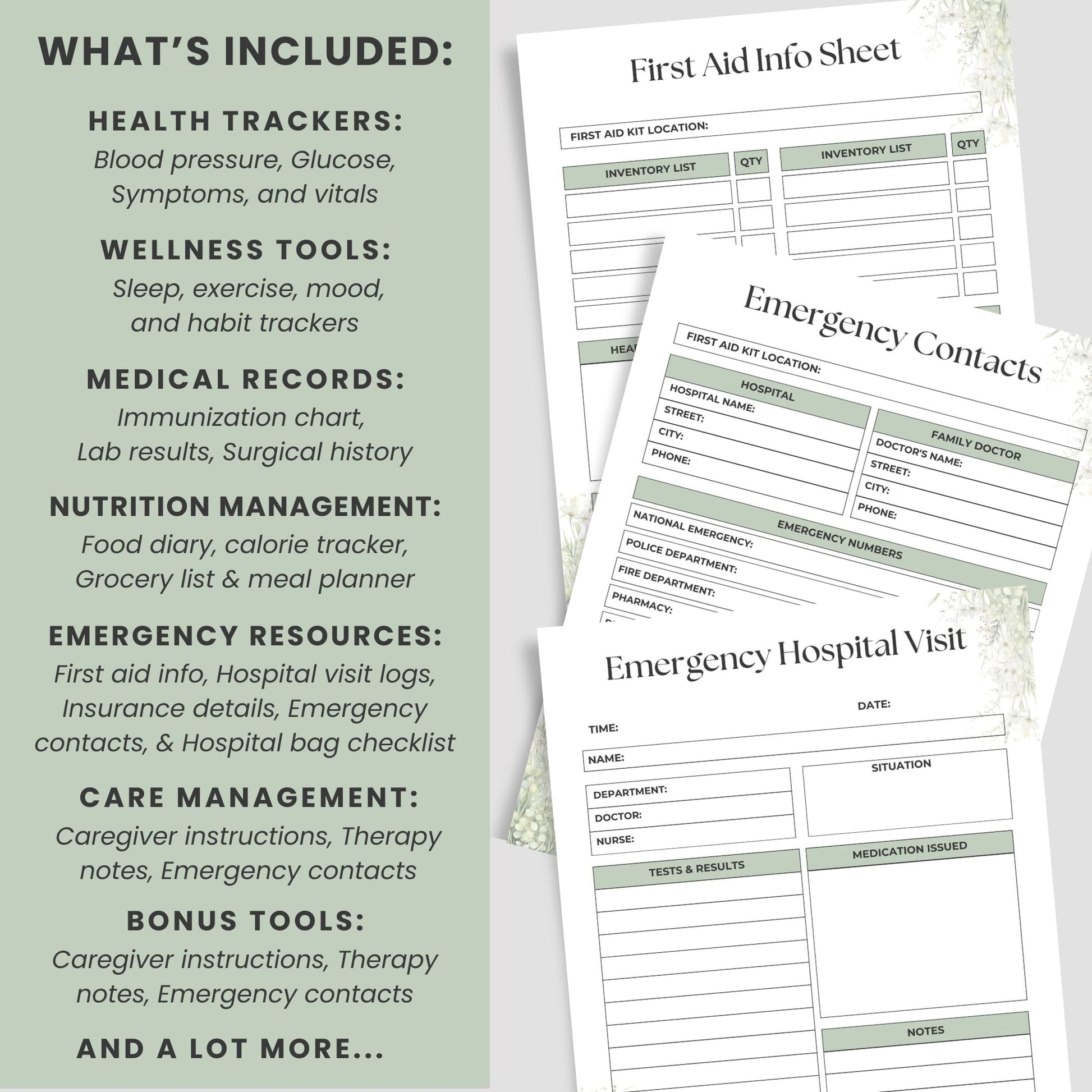 Manage your health with our 80+ page Printable Medical Tracker Bundle. Track symptoms, medications, appointments, blood pressure, goals, and more. Includes tools for emergencies, wellness, and family health management. Download in JPG & PDF!