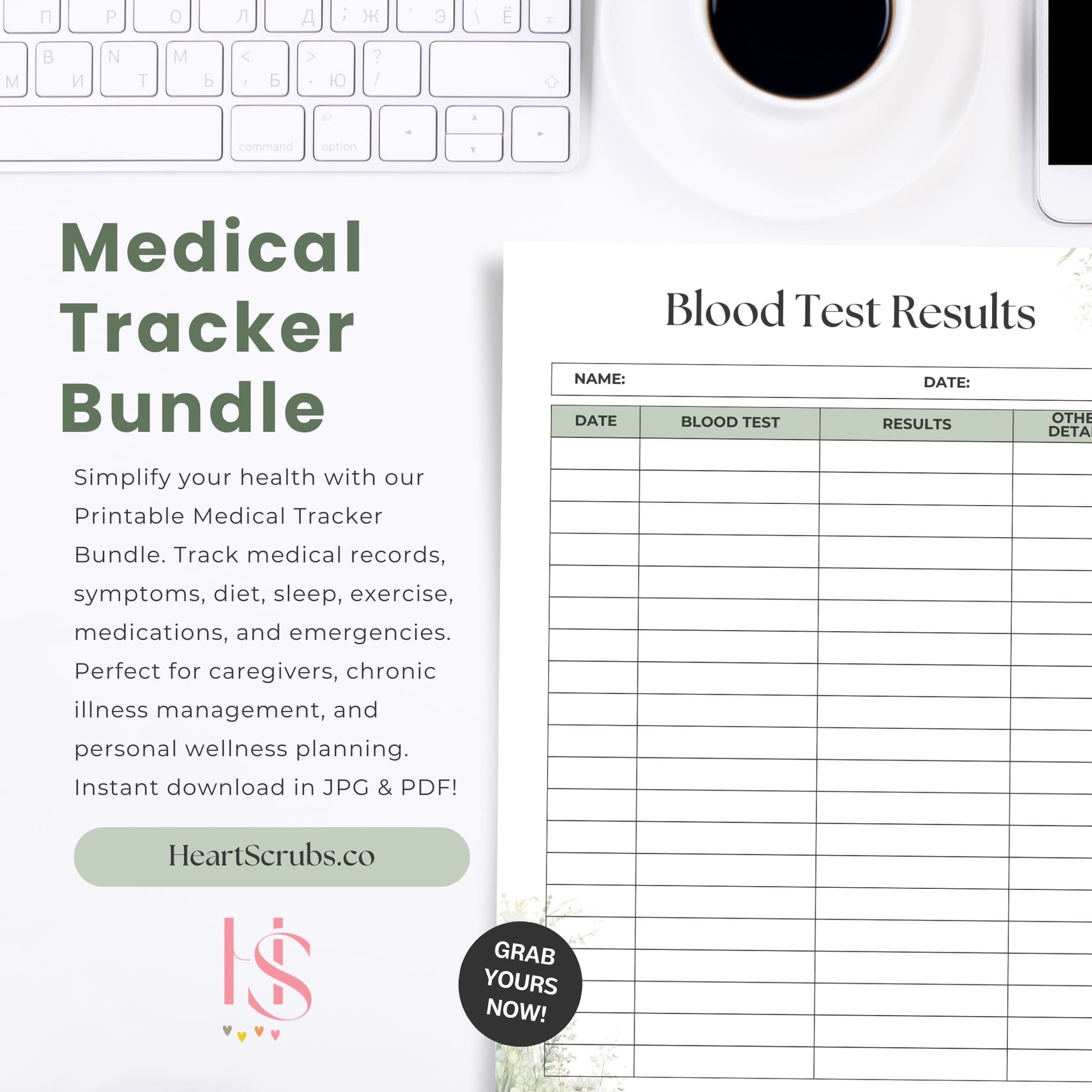 Manage your health with our 80+ page Printable Medical Tracker Bundle. Track symptoms, medications, appointments, blood pressure, goals, and more. Includes tools for emergencies, wellness, and family health management. Download in JPG & PDF!