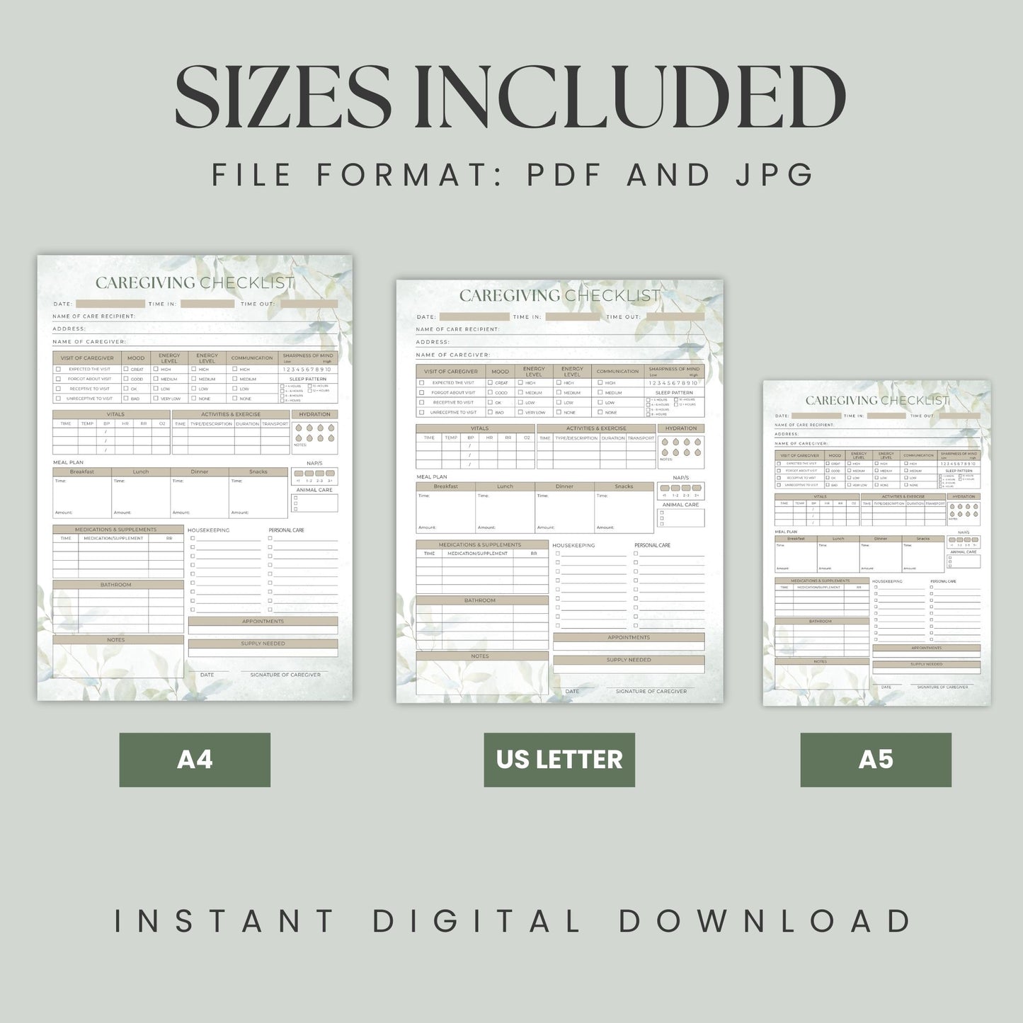 Effortlessly manage caregiving responsibilities with this Printable Caregiver Checklist, designed to streamline your daily caregiving routine. Whether you’re tracking medications, monitoring energy levels, or keeping tabs on vital signs, this caregiver planner is the ultimate tool for staying organized and providing exceptional care.