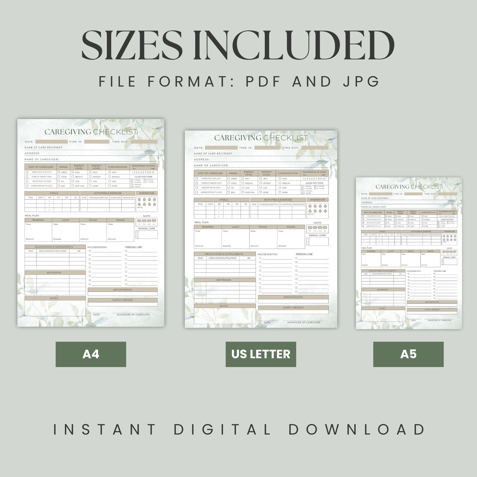 Effortlessly manage caregiving responsibilities with this Printable Caregiver Checklist, designed to streamline your daily caregiving routine. Whether you’re tracking medications, monitoring energy levels, or keeping tabs on vital signs, this caregiver planner is the ultimate tool for staying organized and providing exceptional care.