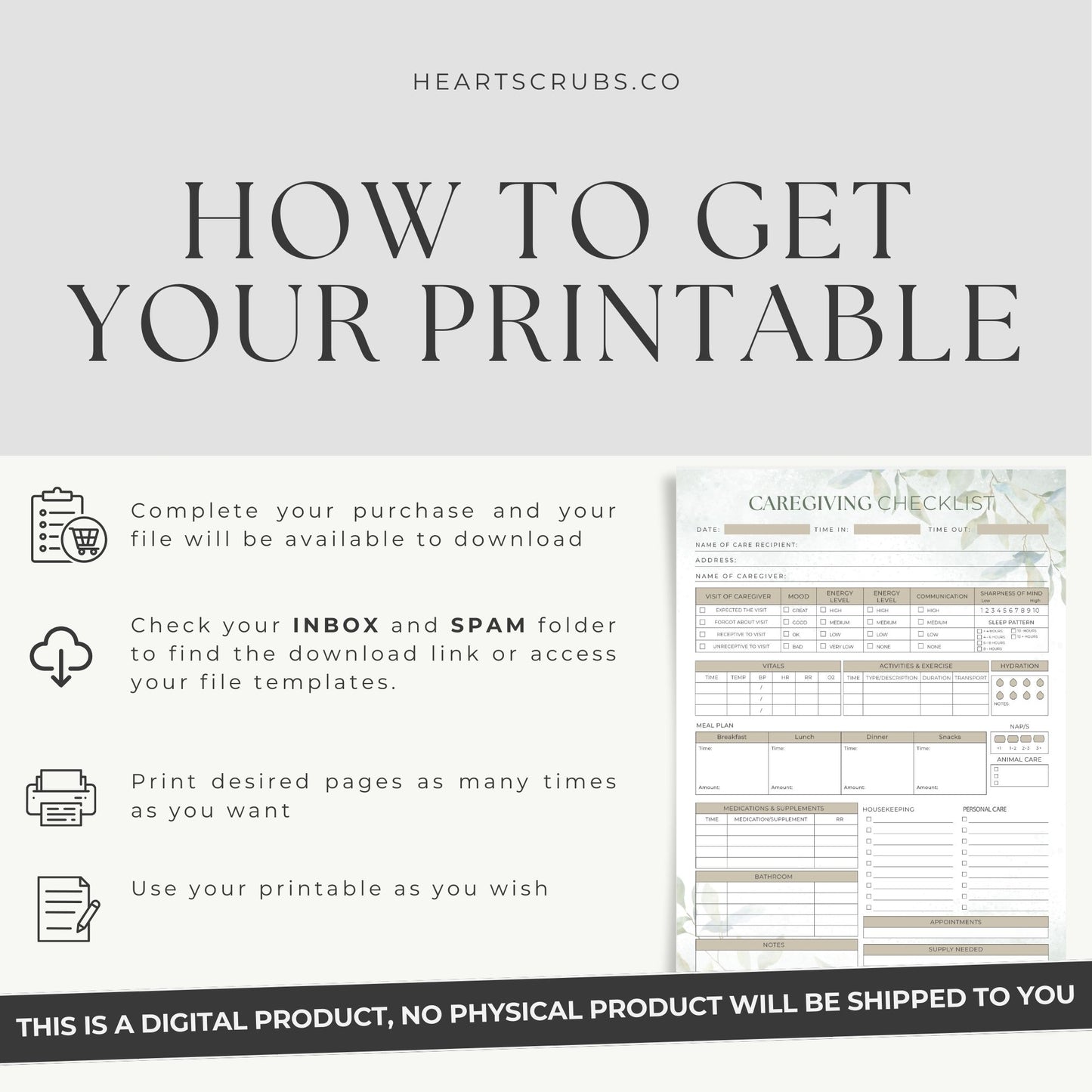 Effortlessly manage caregiving responsibilities with this Printable Caregiver Checklist, designed to streamline your daily caregiving routine. Whether you’re tracking medications, monitoring energy levels, or keeping tabs on vital signs, this caregiver planner is the ultimate tool for staying organized and providing exceptional care.