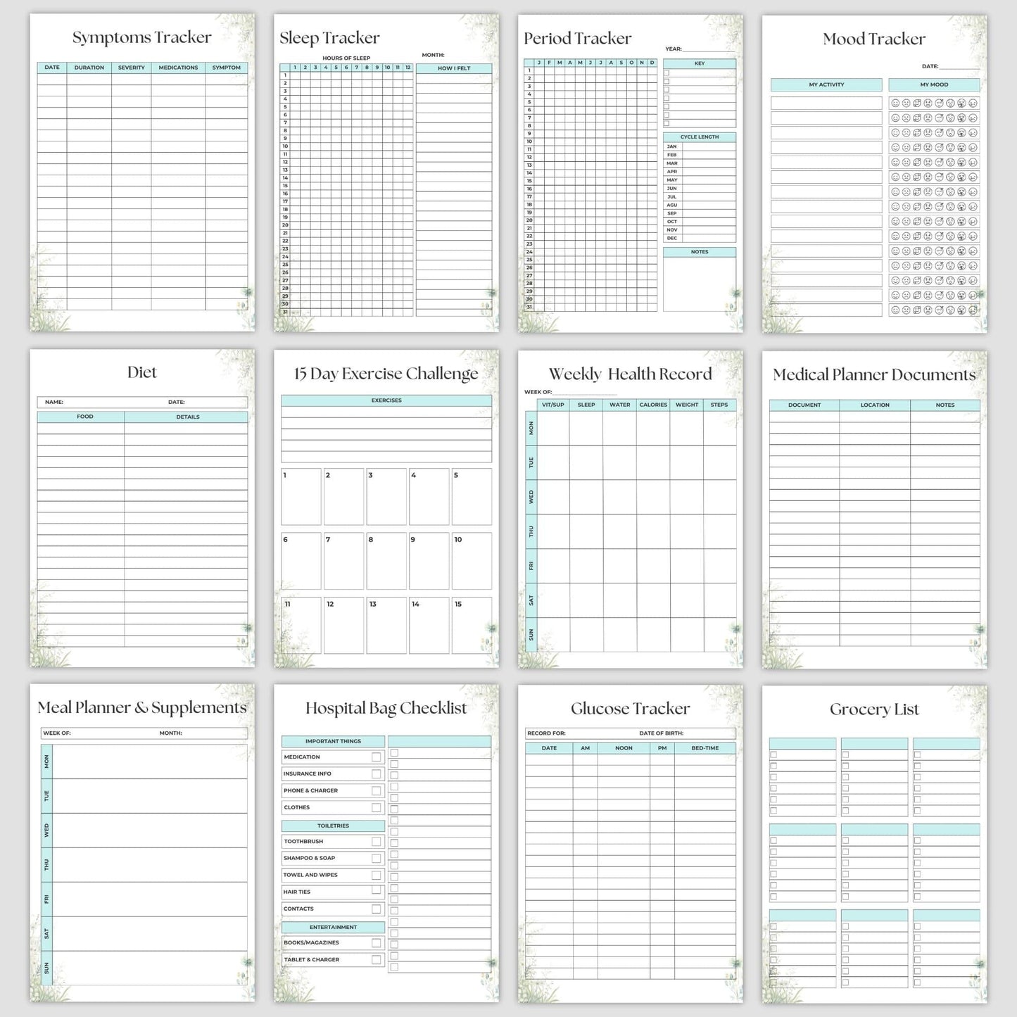 Simplify your health with our Printable Medical Tracker 80+ Pages Bundle. Track medical records, symptoms, diet, sleep, exercise, medications, and emergencies. Perfect for caregivers, chronic illness management, and personal wellness planning. Instant download in JPG & PDF!