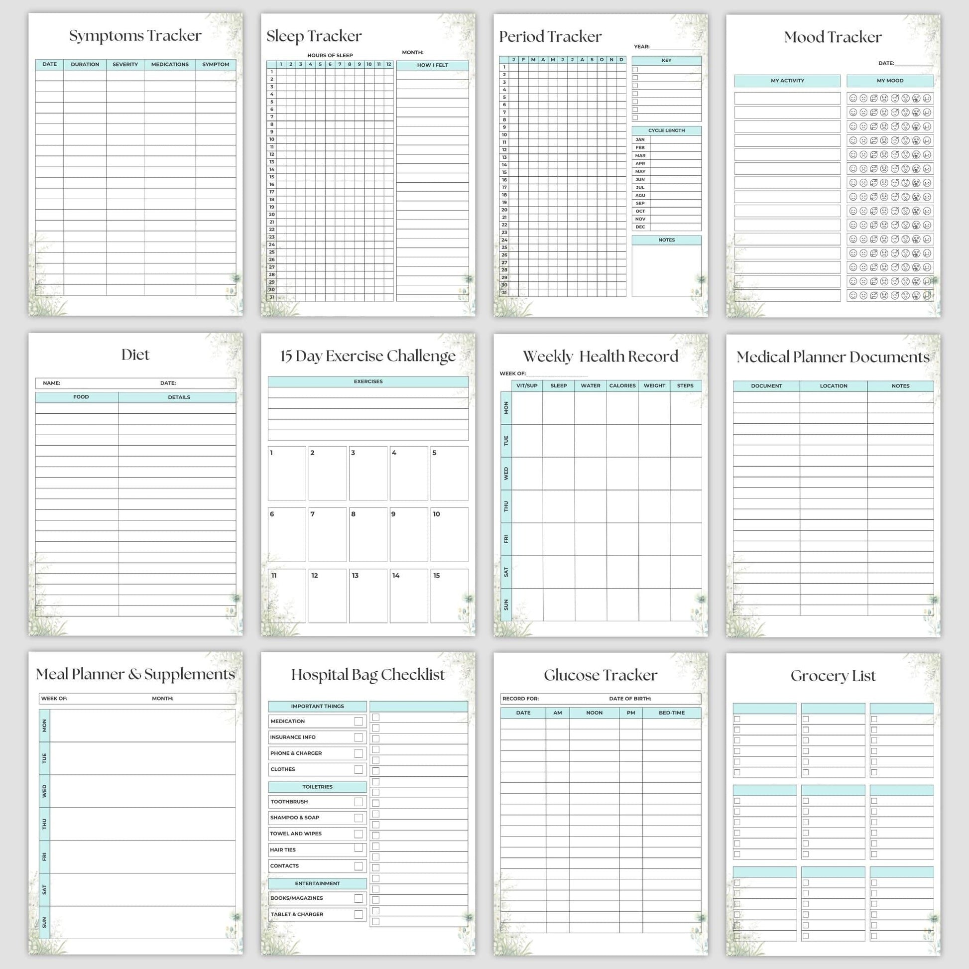 Simplify your health with our Printable Medical Tracker 80+ Pages Bundle. Track medical records, symptoms, diet, sleep, exercise, medications, and emergencies. Perfect for caregivers, chronic illness management, and personal wellness planning. Instant download in JPG & PDF!