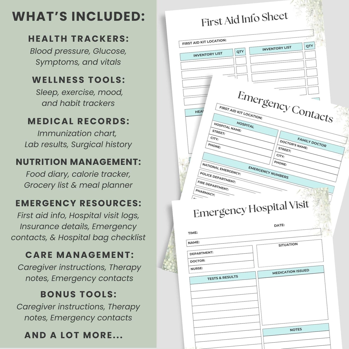 Simplify your health with our Printable Medical Tracker 80+ Pages Bundle. Track medical records, symptoms, diet, sleep, exercise, medications, and emergencies. Perfect for caregivers, chronic illness management, and personal wellness planning. Instant download in JPG & PDF!
