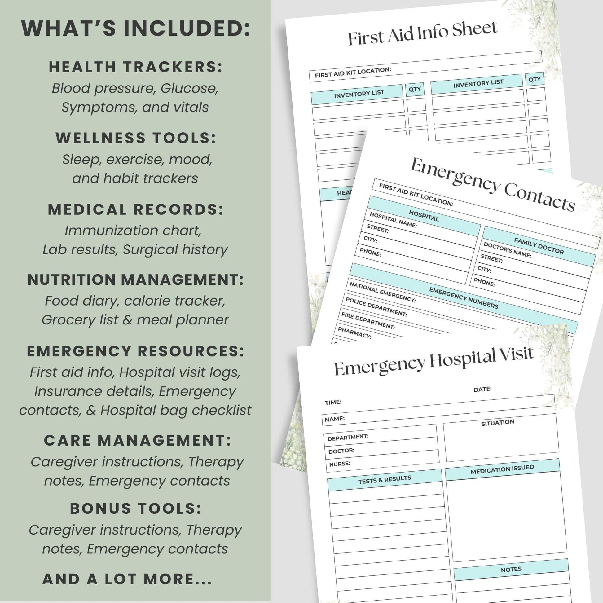 Simplify your health with our Printable Medical Tracker 80+ Pages Bundle. Track medical records, symptoms, diet, sleep, exercise, medications, and emergencies. Perfect for caregivers, chronic illness management, and personal wellness planning. Instant download in JPG & PDF!