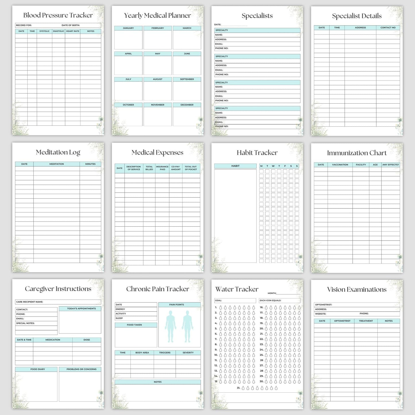 Simplify your health with our Printable Medical Tracker 80+ Pages Bundle. Track medical records, symptoms, diet, sleep, exercise, medications, and emergencies. Perfect for caregivers, chronic illness management, and personal wellness planning. Instant download in JPG & PDF!